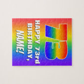 73e verjaardag: kleurrijk, vun regenboogpatroon # legpuzzel (Horizontaal)