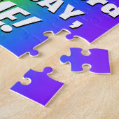 73e verjaardag: kleurrijk, vun regenboogpatroon # legpuzzel (Zijkant)