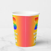 73e verjaardag: kleurrijk, vun regenboogpatroon # papieren bekers (Rechts)