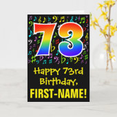 73e verjaardag: Kleurrijke muzieksymbolen + regenb Kaart (Gele Bloem)