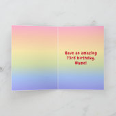 73e verjaardag: kleurrijke regenboog # 73, aangepa kaart (Binnen)