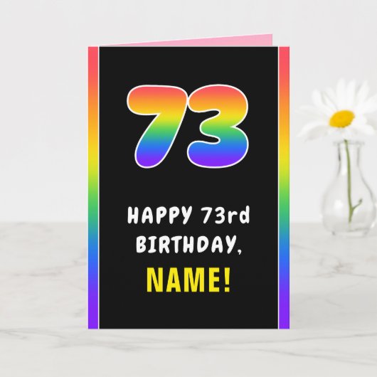 73e verjaardag: kleurrijke regenboog # 73, aangepa kaart (Kleine Plant)