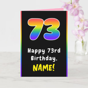 73e verjaardag: kleurrijke regenboog # 73, aangepa kaart