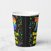 73e Verjaardag: Leuk Muzieknoten Patroon, Regenboo Papieren Bekers (Rechts)