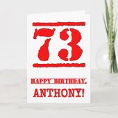 73e verjaardag: Leuk, rood rubberen stempel geïnsp Kaart (Voorkant)