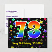 73e verjaardag: leuk sterrenpatroon, regenboog 73, briefkaart (Voorkant / Achterkant)