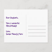 73e verjaardag: leuk sterrenpatroon, regenboog 73, briefkaart (Achterkant)