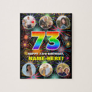 73e verjaardag: Leuke regenboog #, Aangepaste naam Legpuzzel