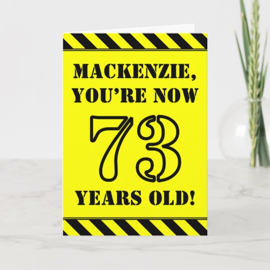 73e verjaardag: Leuke stencil stijl tekst, aangepa Kaart (Voorkant)