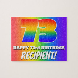 73e verjaardag - Meerkleurig regenboogpatroon "73" Legpuzzel