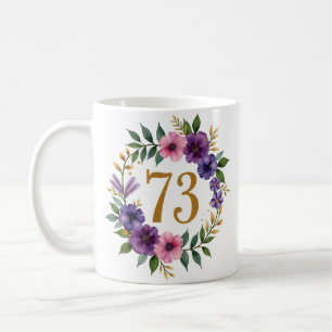 73e Verjaardag Mok – Bloemenkrans met gouden numme