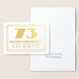 73e verjaardag; naam + Art Deco geïnspireerd look  Folie Kaarten