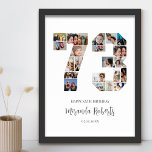 73e verjaardag nummer 73 aangepaste fotocollage poster<br><div class="desc">Vier 73ste verjaardag met dit gepersonaliseerde nummer 73 fotocollage poster. Dit aanpasbare geschenk is ook perfect voor trouwdag. Het is een geweldige manier om waardevolle herinneringen van je bruiloft en getrouwd leven weer te geven. Het poster bevat een collage van foto's die die speciale momenten vastleggen, en het kan worden...</div>