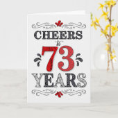 73e verjaardag Proost in rood wit zwart patroon Kaart (Gele Bloem)