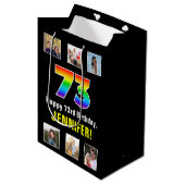 73e verjaardag: Regenboog "73", aangepaste foto's  Medium Cadeauzakje (Voorkant Gekanteld)