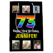 73e verjaardag: Regenboog "73", aangepaste foto's  Medium Cadeauzakje (Voorkant)