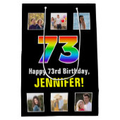 73e verjaardag: Regenboog "73", aangepaste foto's  Medium Cadeauzakje (Achterkant)