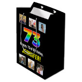 73e verjaardag: Regenboog "73", aangepaste foto's  Medium Cadeauzakje (Achterkant Gekanteld)