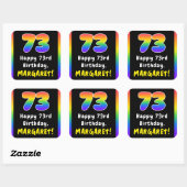 73e verjaardag: Regenboogspectrum # 73, Aangepaste Vierkante Sticker (Vel)