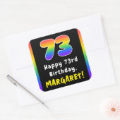 73e verjaardag: Regenboogspectrum # 73, Aangepaste Vierkante Sticker (Envelop)