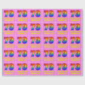 73e verjaardag: roze strips & harten, regenboognr. cadeaupapier (Vlak)