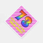 73e verjaardag: roze strips & harten, regenboognr. servet (Hoek)