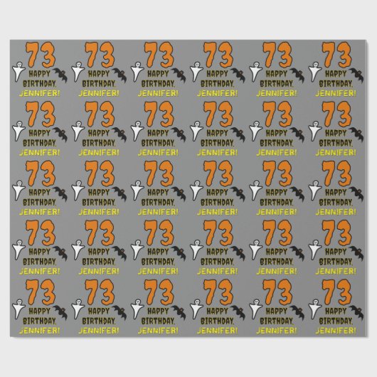 73e verjaardag: Spooky Halloween Thema, aangepaste Cadeaupapier (Vlak)