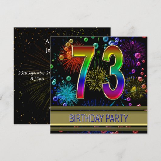 73e verjaardag Uitnodiging met bubbels (Voorkant / Achterkant)