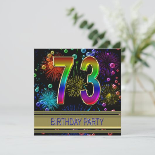 73e verjaardag Uitnodiging met bubbels (Staand voorkant)