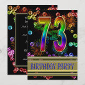 73e verjaardag Uitnodiging met bubbels (Voorkant / Achterkant)