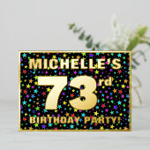 73e verjaardag van de Vreugde - Fun, kleurrijk ste Folie Uitnodiging (Staand Voorkant)
