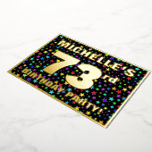 73e verjaardag van de Vreugde - Fun, kleurrijk ste Folie Uitnodiging (Gedraaid)