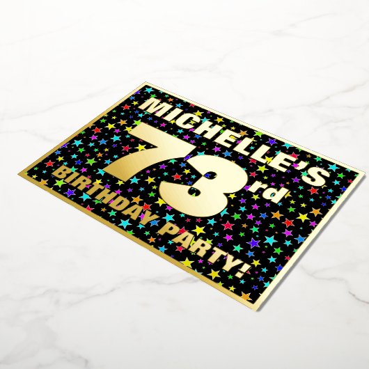 73e verjaardag van de Vreugde - Fun, kleurrijk ste Folie Uitnodiging (Gedraaid)