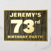 73e verjaardag: Vet, Houtgrijnpatroon Folie Uitnodiging (Voorkant)