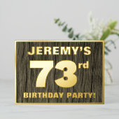 73e verjaardag: Vet, Houtgrijnpatroon Folie Uitnodiging (Staand Voorkant)