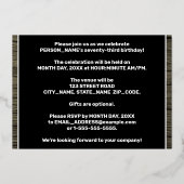 73e verjaardag: Vet, Houtgrijnpatroon Folie Uitnodiging (Achterkant)