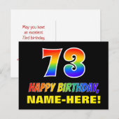 73e verjaardag: Vet, Vun, Eenvoudig, Regenboog 73 Briefkaart (Voorkant / Achterkant)