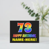 73e verjaardag: Vet, Vun, Eenvoudig, Regenboog 73 Briefkaart (Staand voorkant)