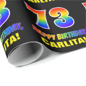 73e verjaardag: Vet, Vun, Eenvoudig, Regenboog 73 Cadeaupapier (Rol Hoek)