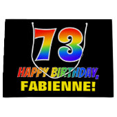 73e verjaardag: Vet, Vun, Eenvoudig, Regenboog 73 Groot Cadeauzakje (Voorkant)