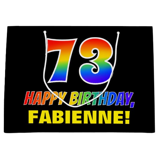 73e verjaardag: Vet, Vun, Eenvoudig, Regenboog 73 Groot Cadeauzakje (Voorkant)