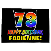 73e verjaardag: Vet, Vun, Eenvoudig, Regenboog 73 Groot Cadeauzakje (Achterkant)