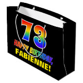 73e verjaardag: Vet, Vun, Eenvoudig, Regenboog 73 Groot Cadeauzakje (Achterkant Gekanteld)