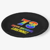 73e verjaardag: Vet, Vun, Eenvoudig, Regenboog 73 Papieren Bordje (Gekanteld)