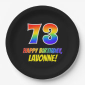 73e verjaardag: Vet, Vun, Eenvoudig, Regenboog 73 Papieren Bordje (Voorkant)