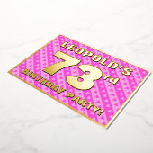 73e verjaardag — vuurroze harten en strips folie uitnodiging (Gedraaid)