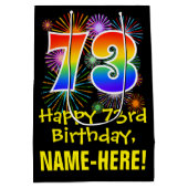 73e verjaardag: Vuurwapenpatroon van de vlinder +  Medium Cadeauzakje (Achterkant)