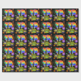 73e verjaardag: vuurwerk, regenboogblik # "73" cadeaupapier