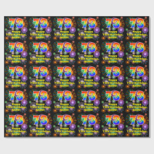 73e verjaardag: vuurwerk, regenboogblik # "73" cadeaupapier