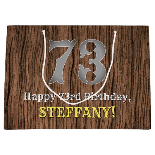 73e verjaardag: Westerne kijk op land, naam Groot Cadeauzakje (Voorkant)